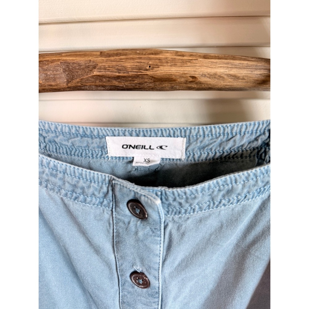 ONeill Women's Blue Chambray Button Front‎ Drawstring Waist Jumpsuit Overalls XS - Picture 5 of 5